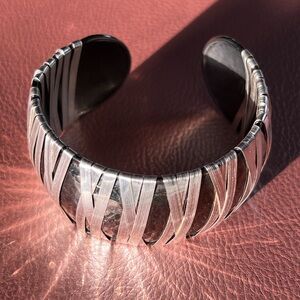 Vintage MILOR Italy Sterling Silver Wire Wrapped Cuff Bracelet